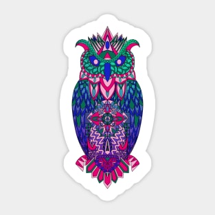 mr owl in ecopop pattern aesthetic art in rainbow colors Sticker